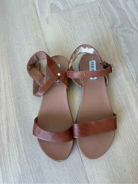 Steve Madden Brown Leather Ankle-Strap Sandals